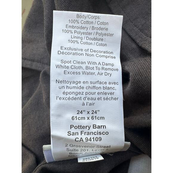 Pottery barn Lara Applique Embroidered Beaded decorative pillow cover 24x24" - Picture 10 of 13